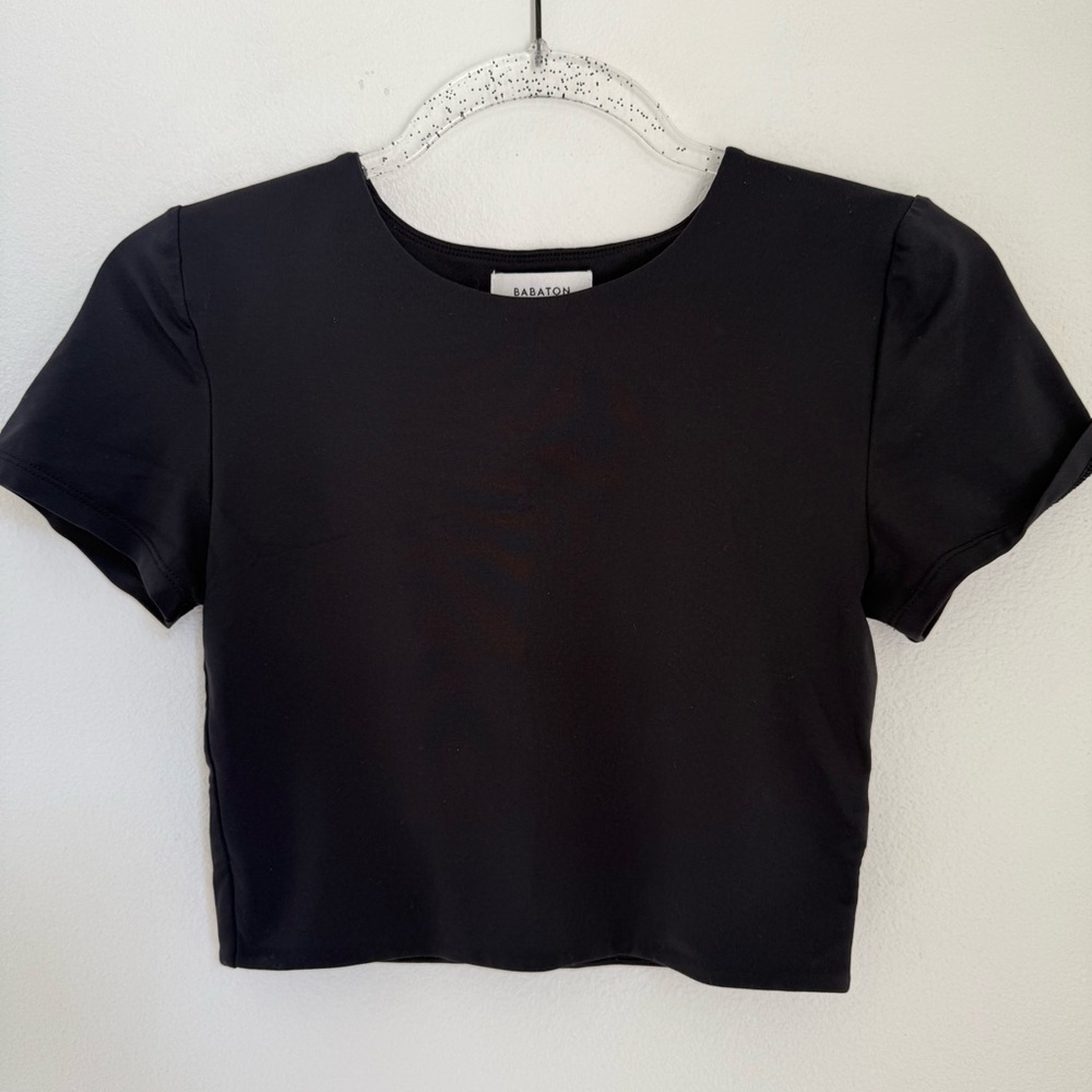 Babaton Aritzia Contour Crew Cropped T-Shirt Top Black Size M